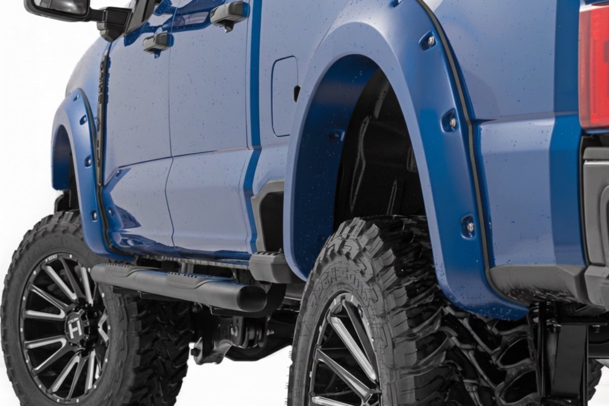 Ford F-250 Super Duty Pocket Fender Flares - Rough Country - E9 Argon Blue - '23-'26